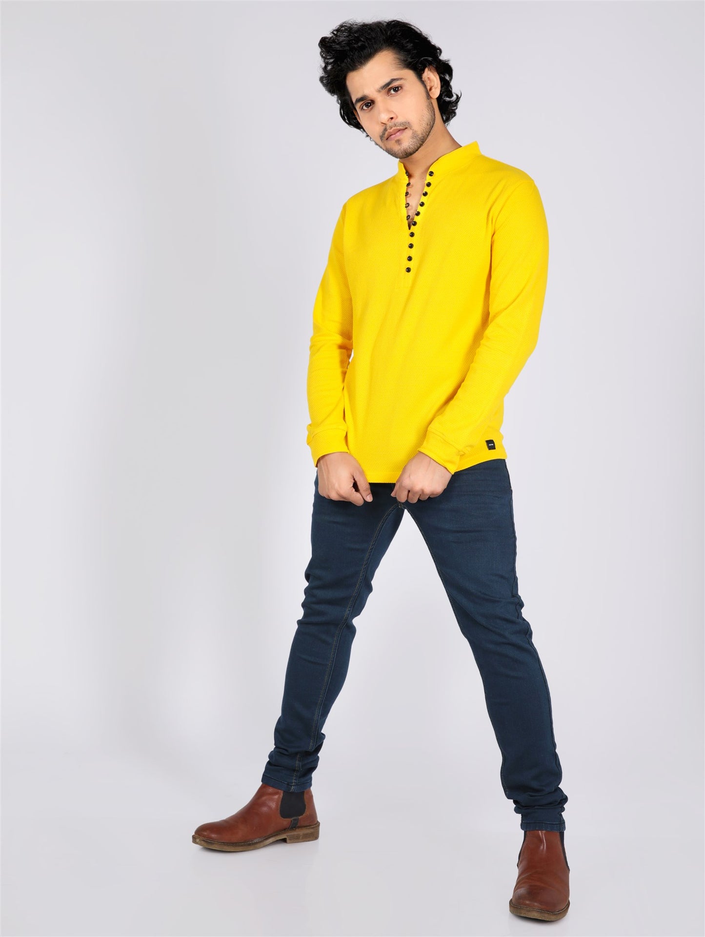 Fostino Popcorn Yellow Full Sleeves T-Shirt - Fostino - T-Shirts
