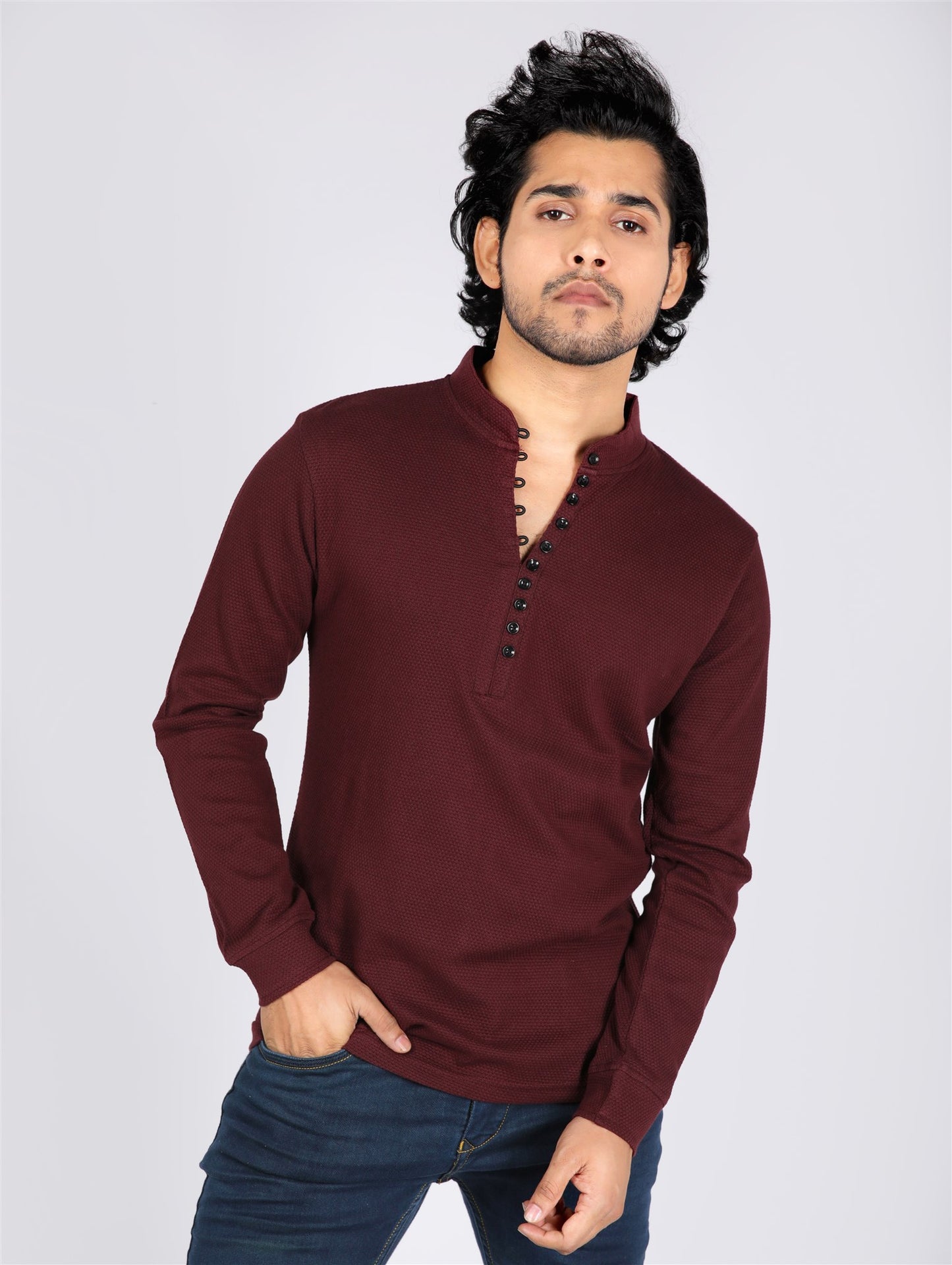 Fostino Popcorn Maroon Full Sleeves T-Shirt - Fostino - T-Shirts