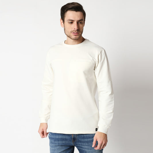 Fostino White Pullover Full Sleeves T-Shirt with Pocket - Fostino - T-Shirts