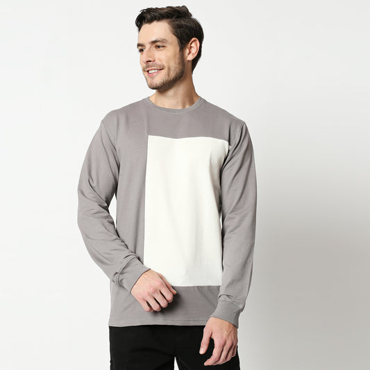 Fostino Grey & White Pullover Full Sleeves T-Shirt - Fostino - T-Shirts