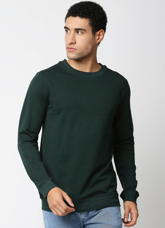 Fostino Vintage Dark Green Plain Full Sleeves Tshirt - Fostino Shirts & Tops