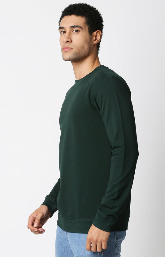 Fostino Vintage Dark Green Plain Full Sleeves Tshirt - Fostino Shirts & Tops