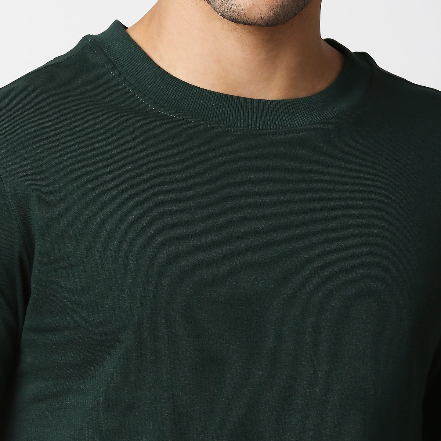 Fostino Vintage Dark Green Plain Full Sleeves Tshirt - Fostino Shirts & Tops
