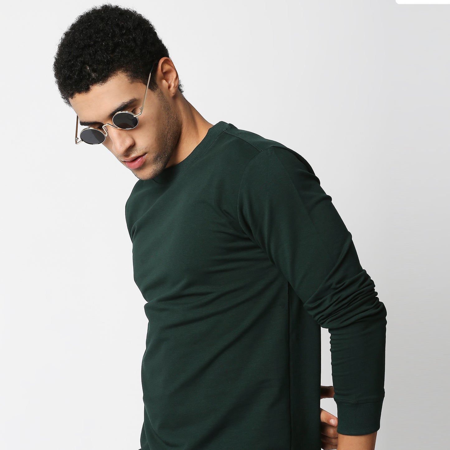 Fostino Vintage Dark Green Plain Full Sleeves Tshirt - Fostino Shirts & Tops