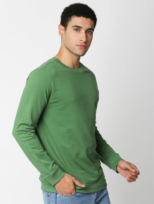 Fostino Vintage Green Plain Full Sleeves T-Shirt - Fostino