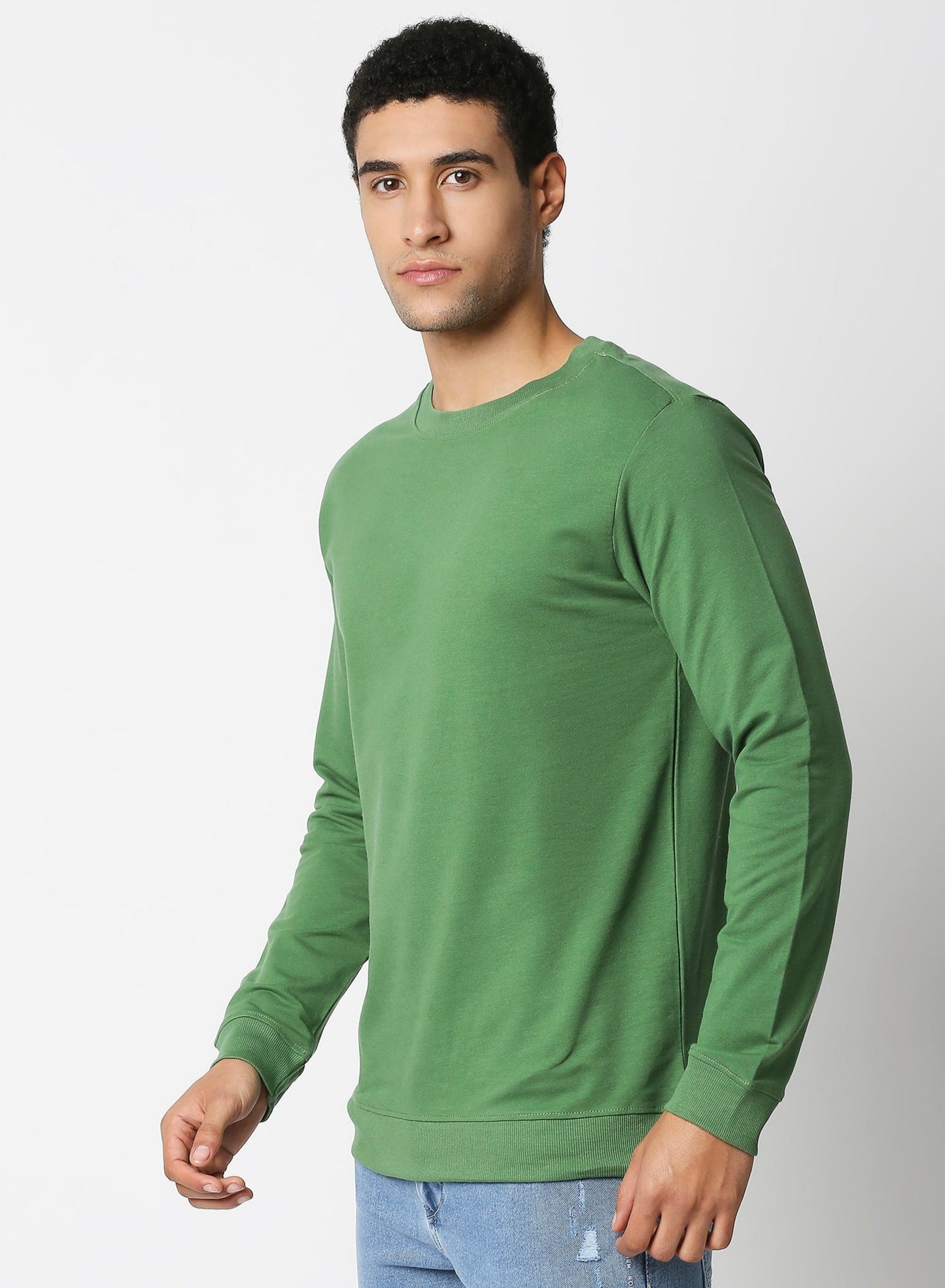 Fostino Vintage Green Plain Full Sleeves T-Shirt - Fostino