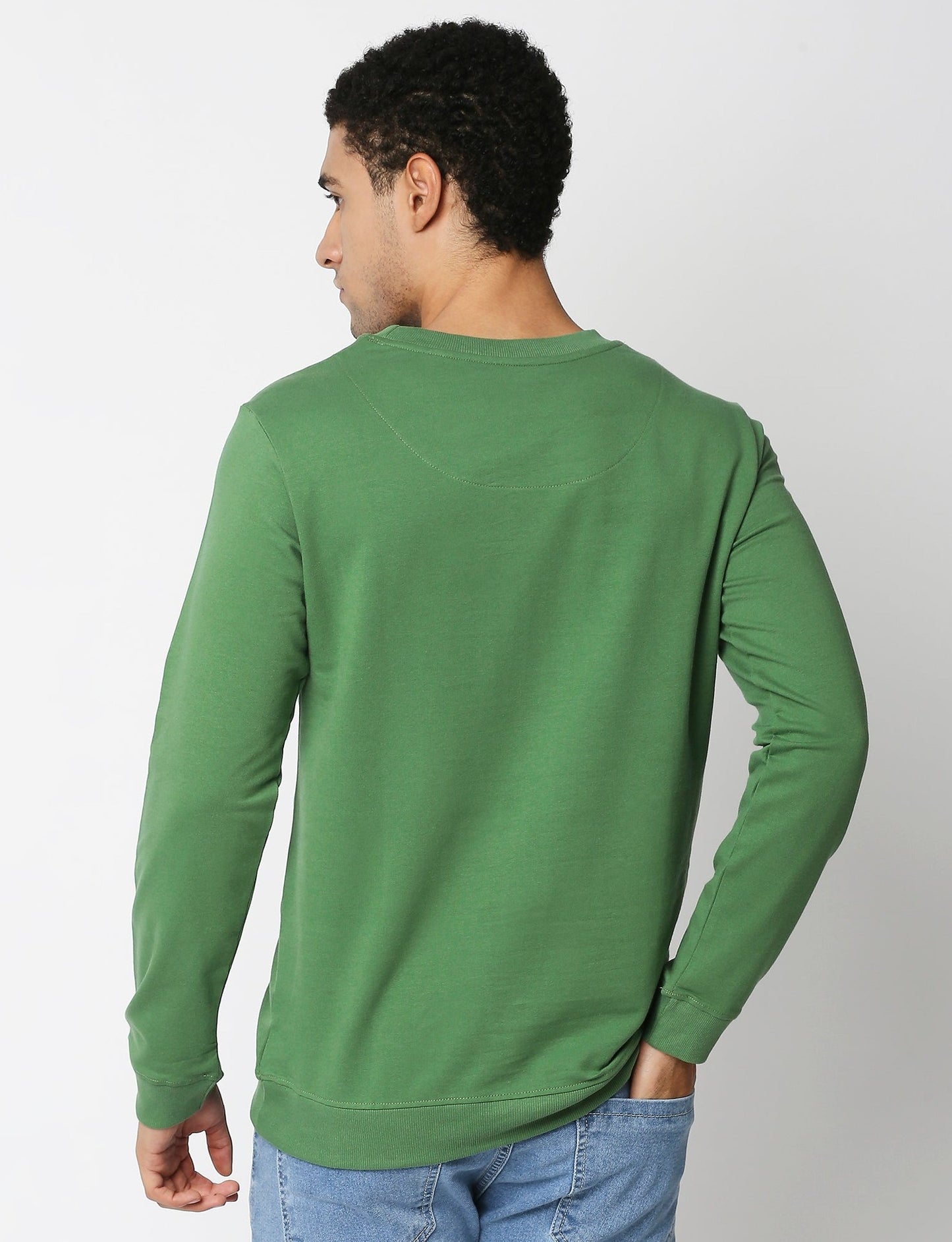 Fostino Vintage Green Plain Full Sleeves T-Shirt - Fostino