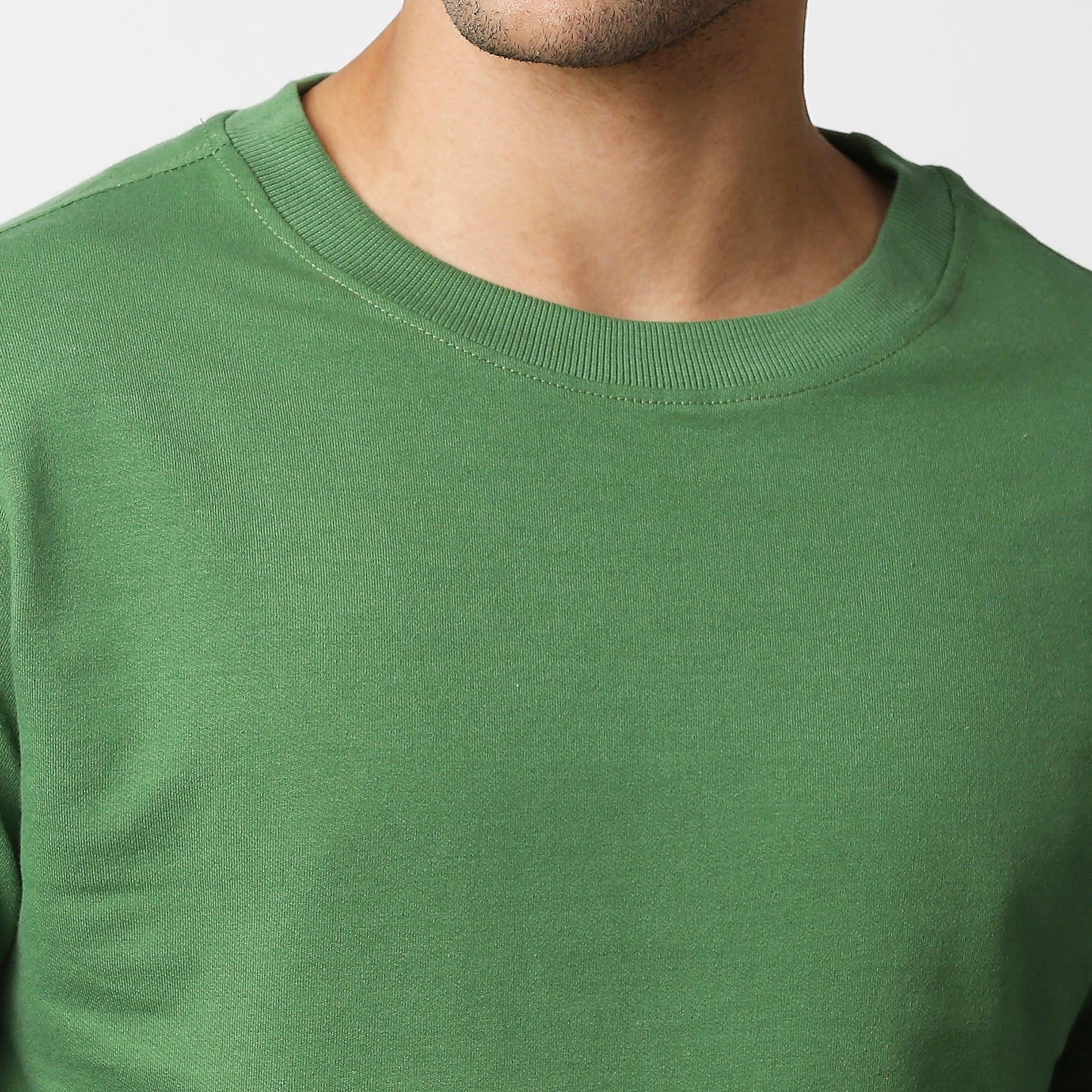 Fostino Vintage Green Plain Full Sleeves T-Shirt - Fostino