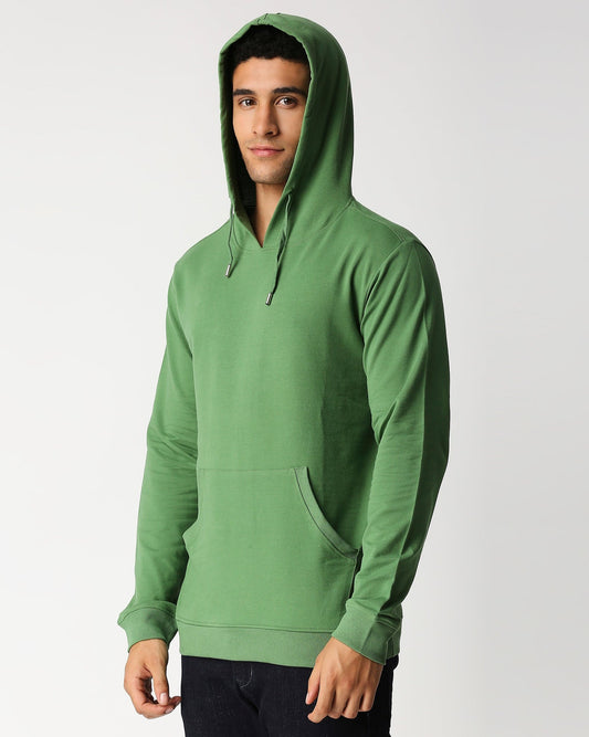Fostino Green Plain Full Sleeves Hoodies - Fostino Shorts