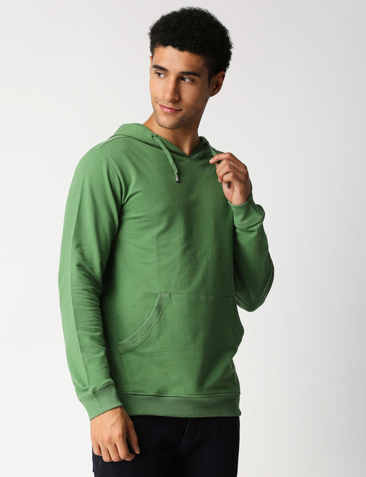 Fostino Green Plain Full Sleeves Hoodies - Fostino Shorts
