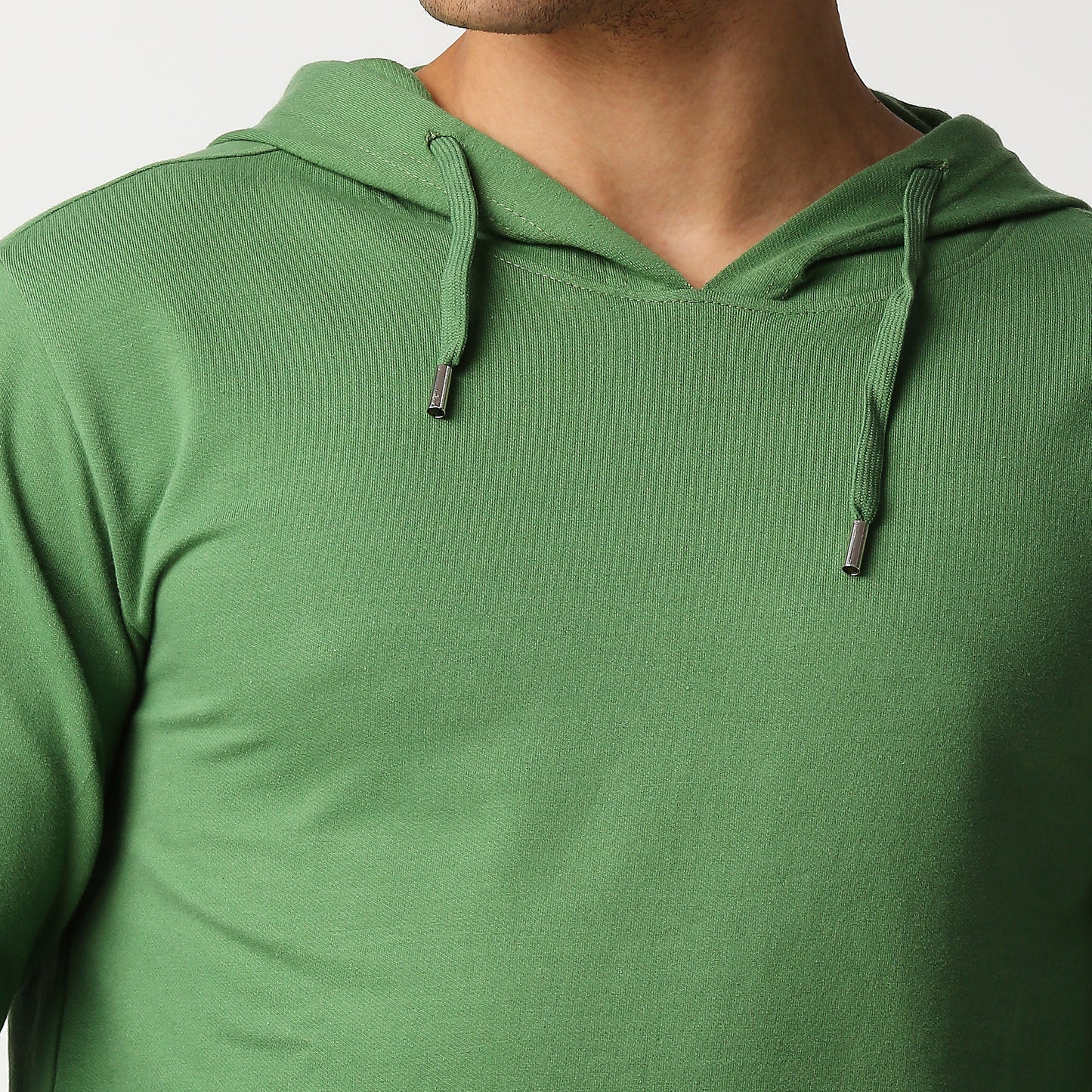Fostino Green Plain Full Sleeves Hoodies - Fostino Shorts