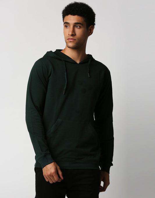 Fostino Dark Green Plain Full Sleeves Hoodies - Fostino Tshirt