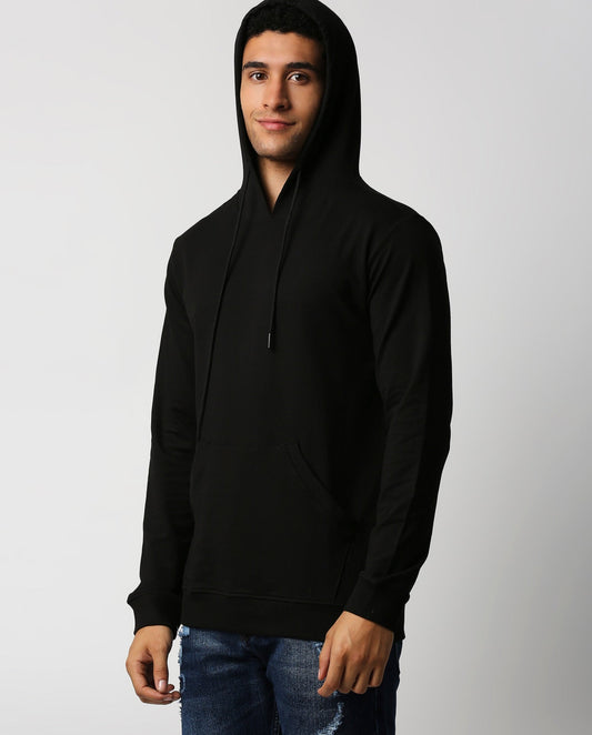 Fostino Black Plain Full Sleeves Hoodies - Fostino Shorts