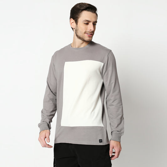 Fostino Grey & White Pullover Full Sleeves T-Shirt - Fostino - T-Shirts