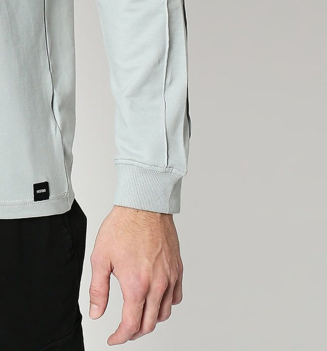Fostino Ash Blue Pullover Full Sleeves T-Shirt - Fostino - T-Shirts