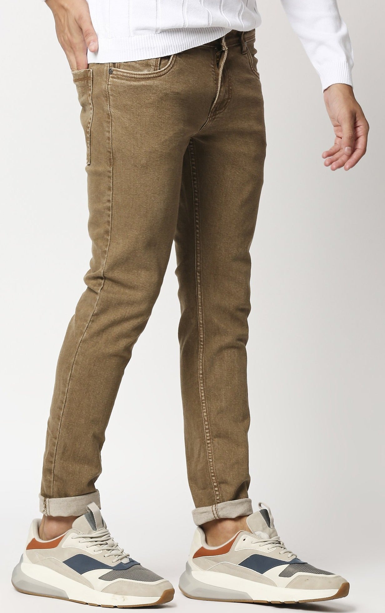 Fostino Vintage Inspired Jean In Aged Brown - Fostino - Jeans
