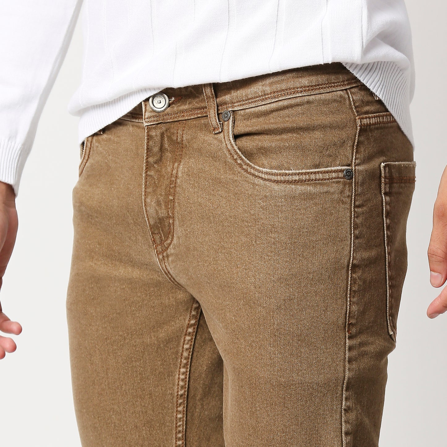 Fostino Vintage Inspired Jean In Aged Brown - Fostino - Jeans