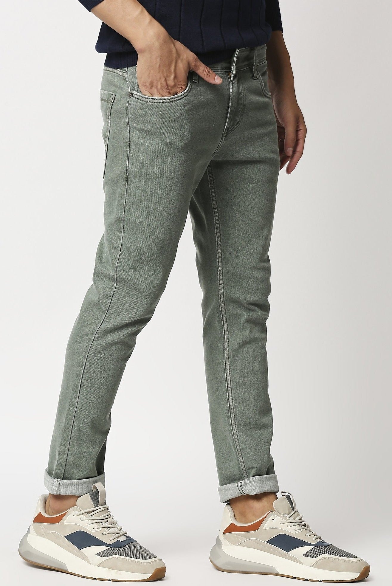 Fostino Straight Leg Jean In OLIVE - Fostino - Jeans