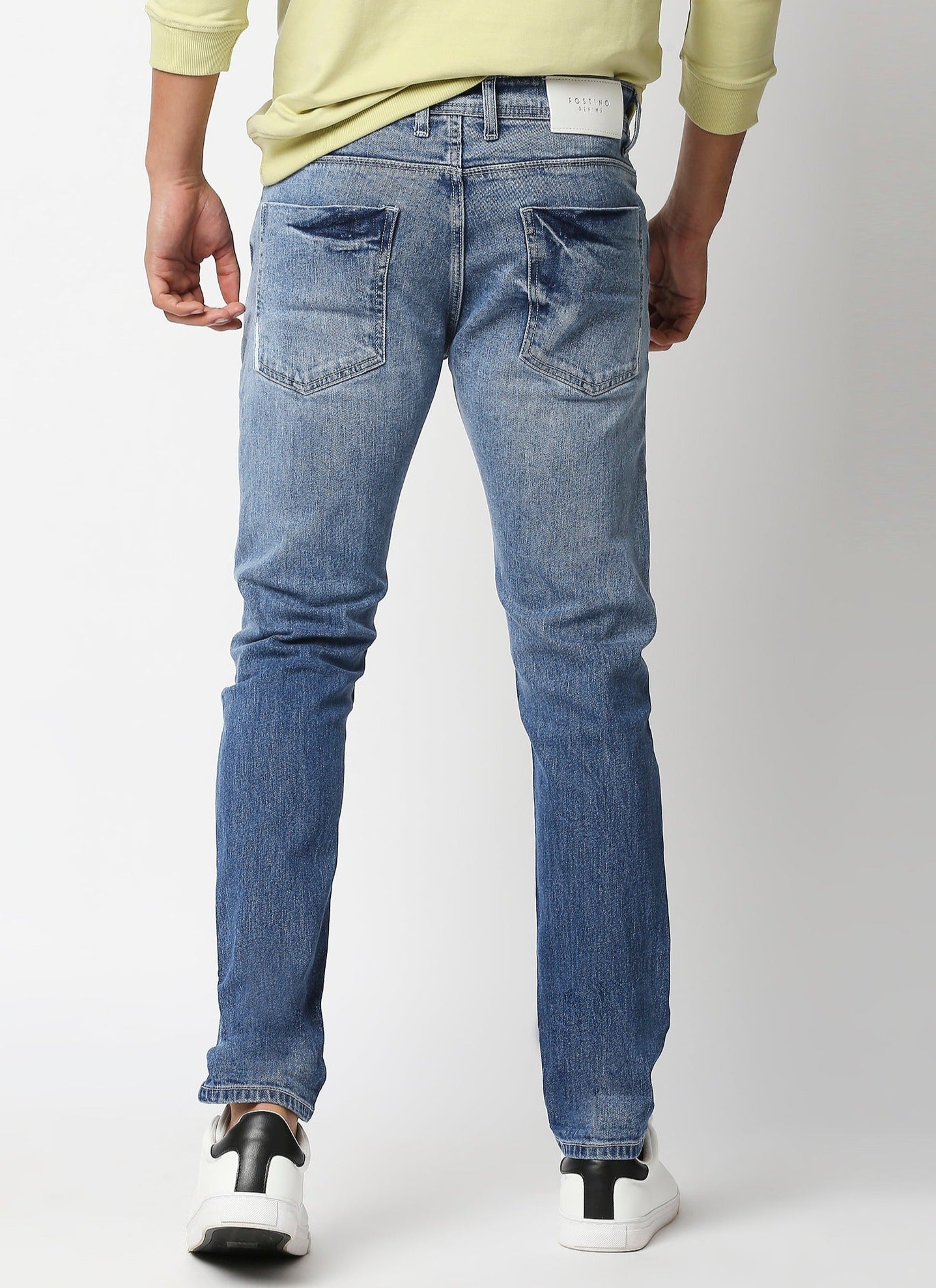 Fostino Blue Washed Jeans - Fostino Pants