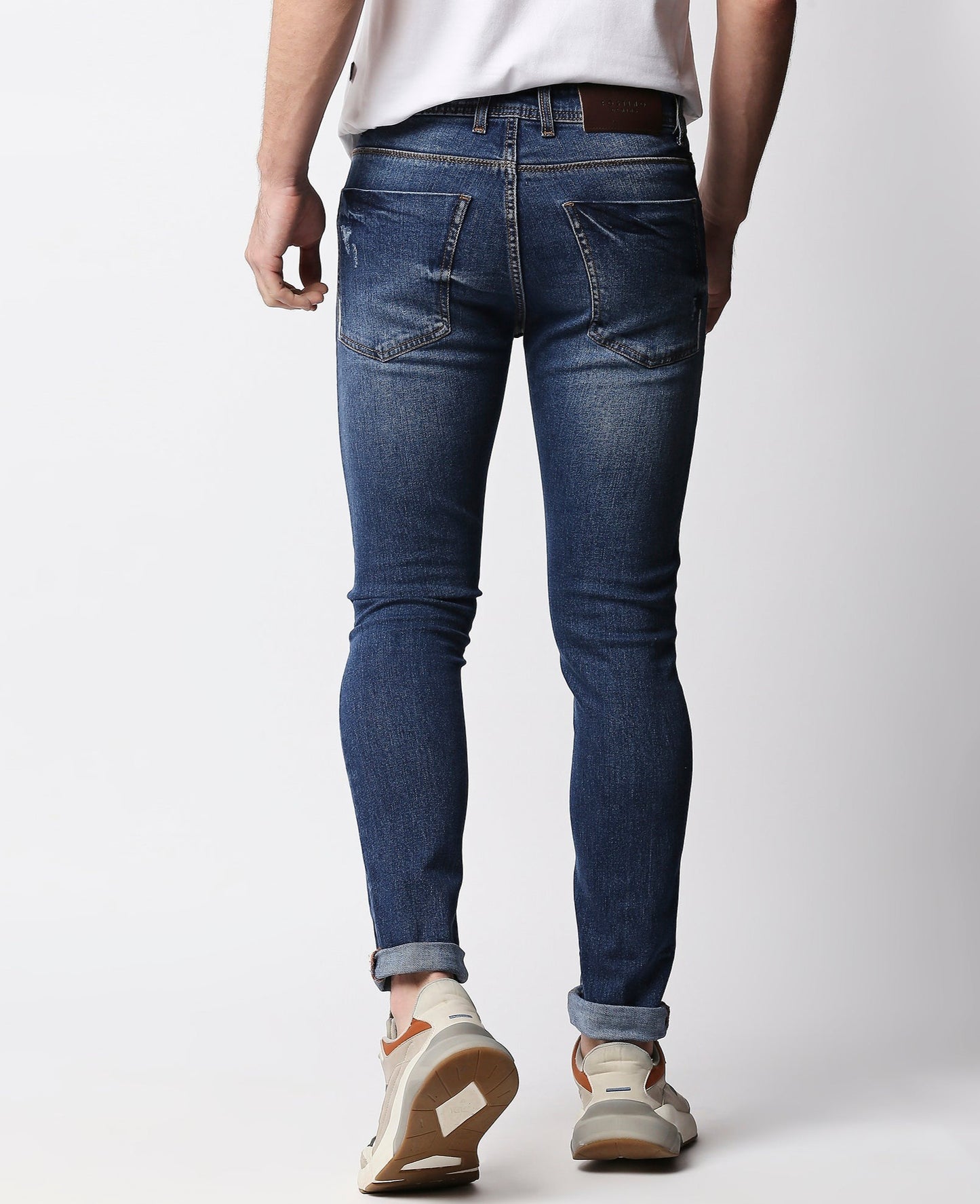Fostino Dark Blue Distress Wash Jeans - Fostino - Jeans