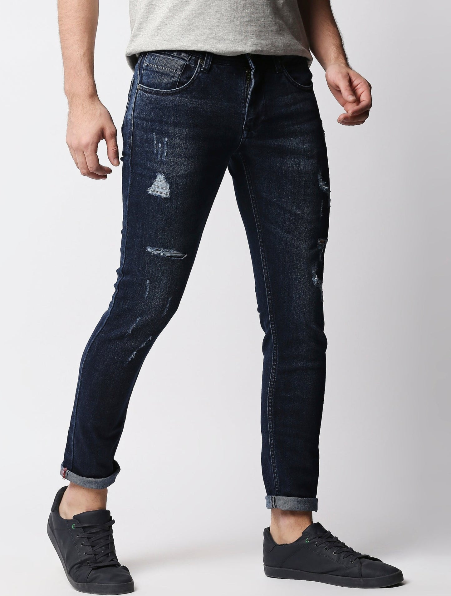 Fostino Navy Blue Distress Jeans - Fostino Jeans