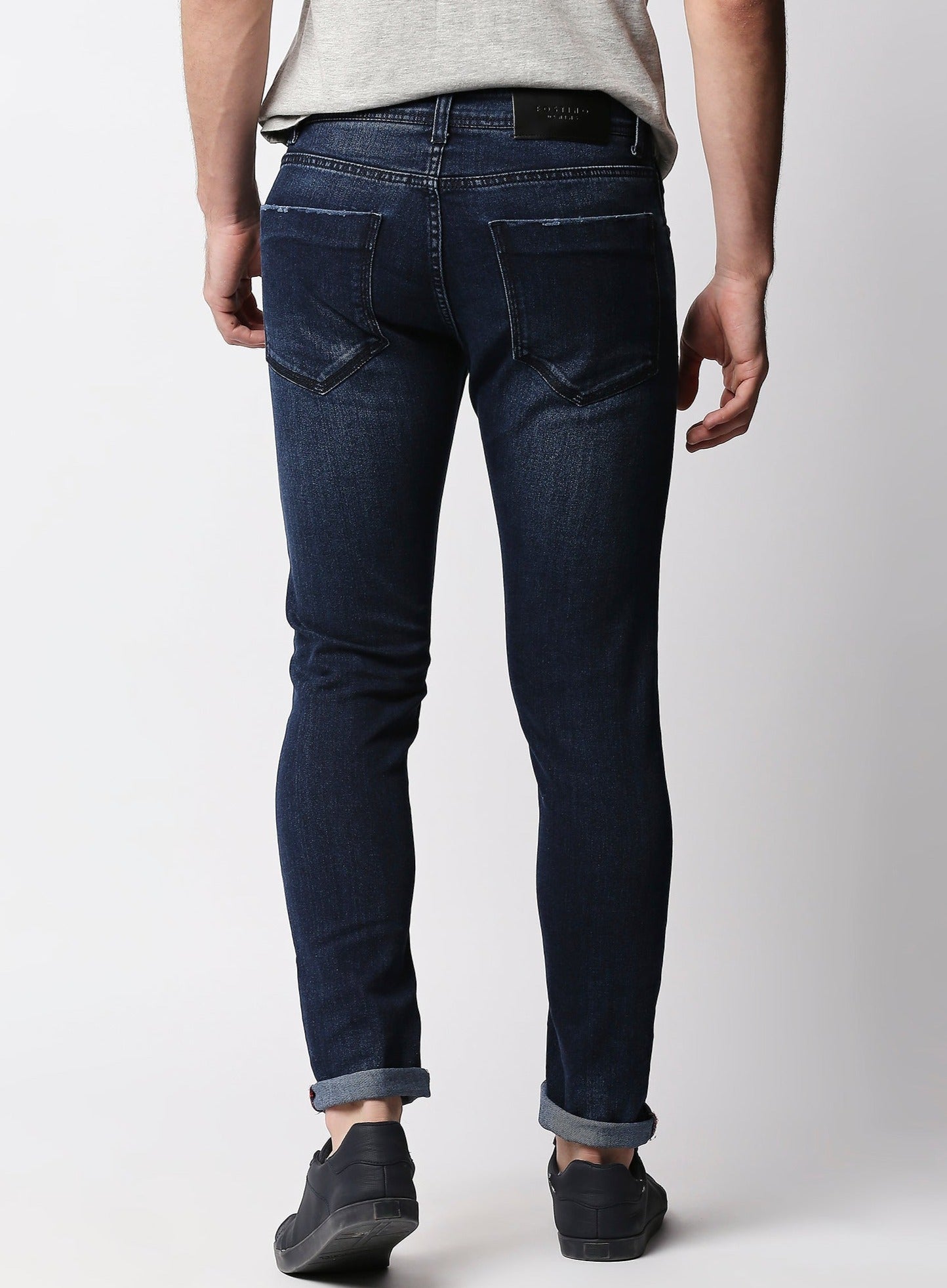 Fostino Navy Blue Distress Jeans - Fostino Jeans