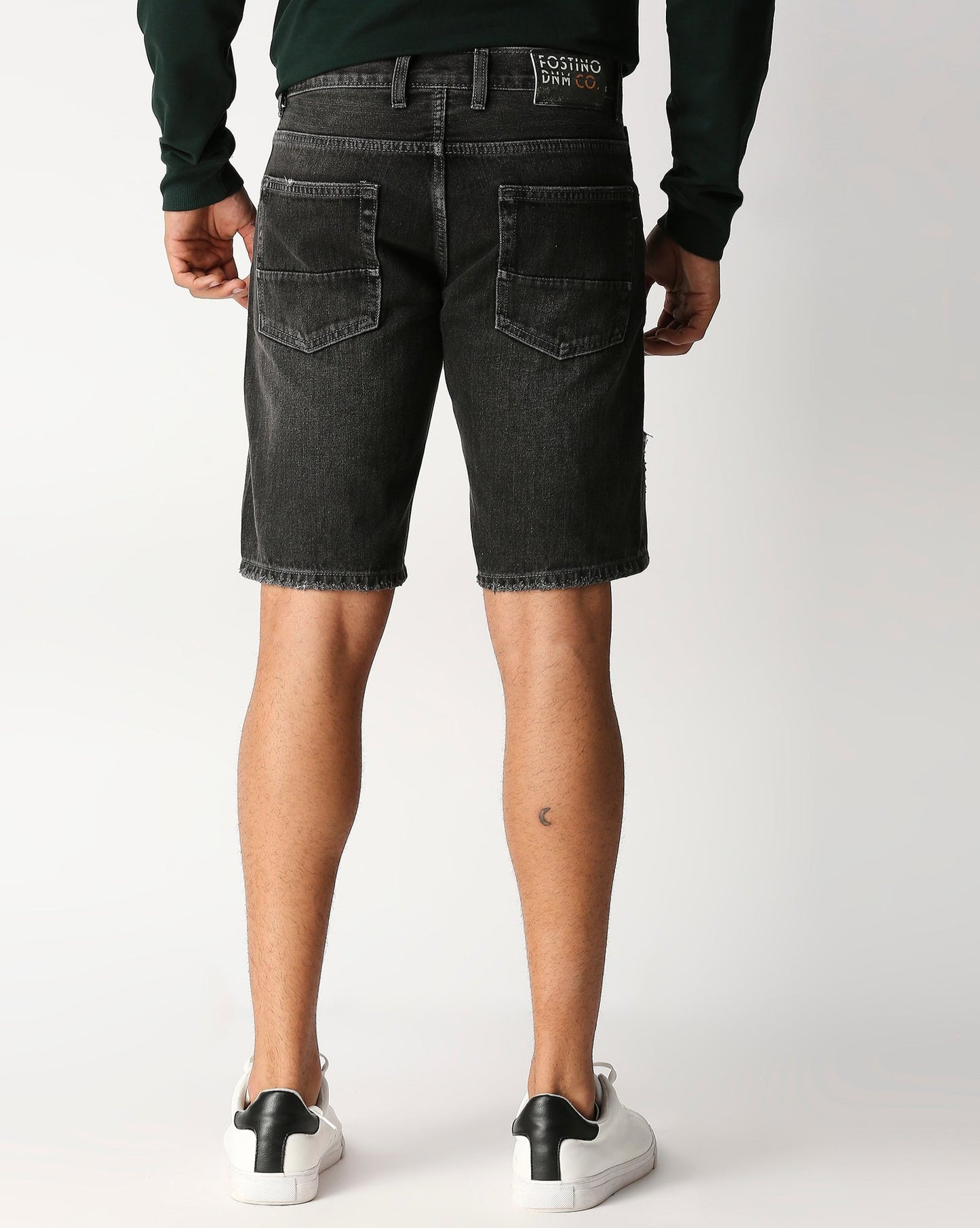 Fostino Carbon Black Denim Distress Shorts - Fostino Shorts