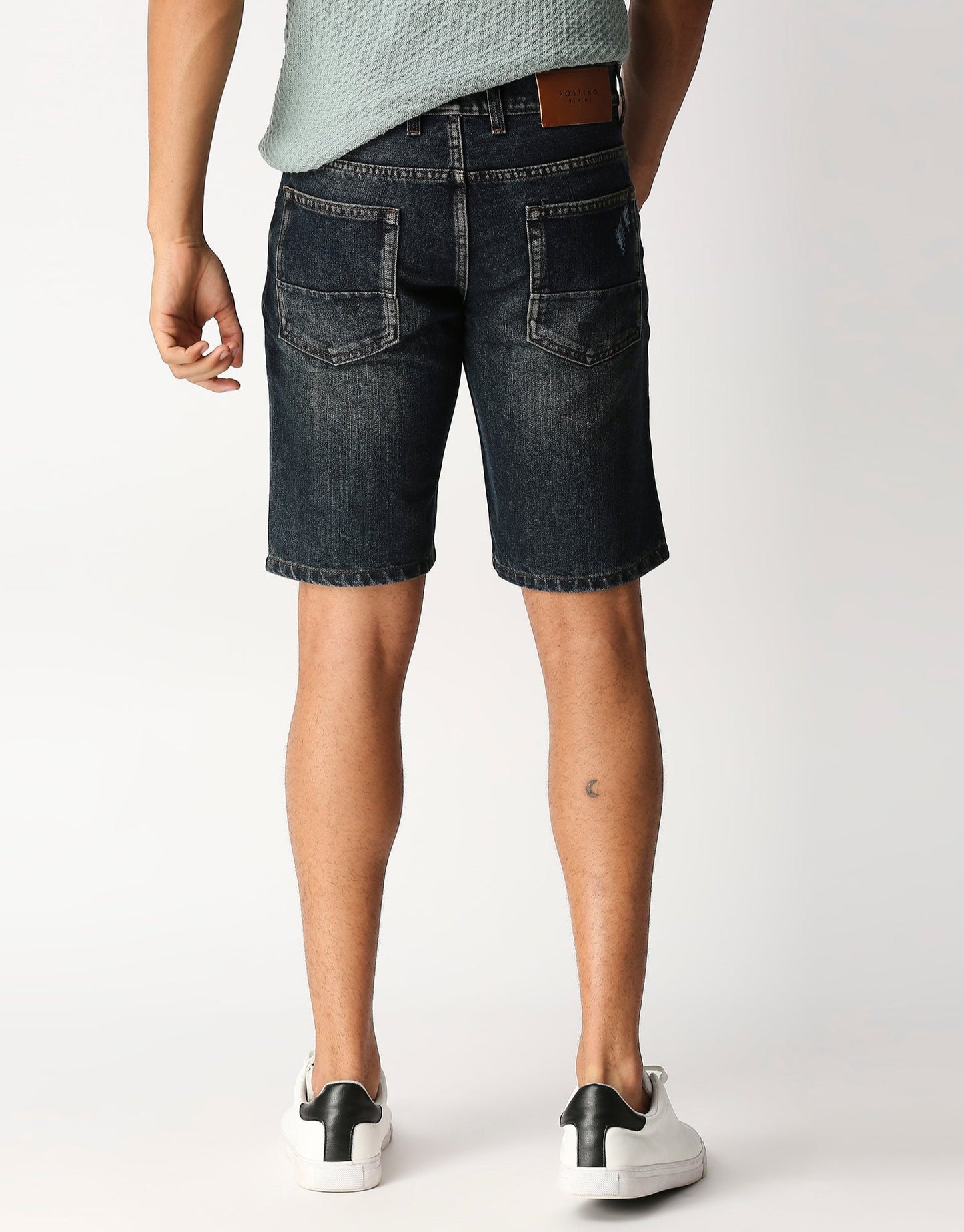 Fostino Vintage Wash Denim dark blue Distress Shorts - Fostino Shorts