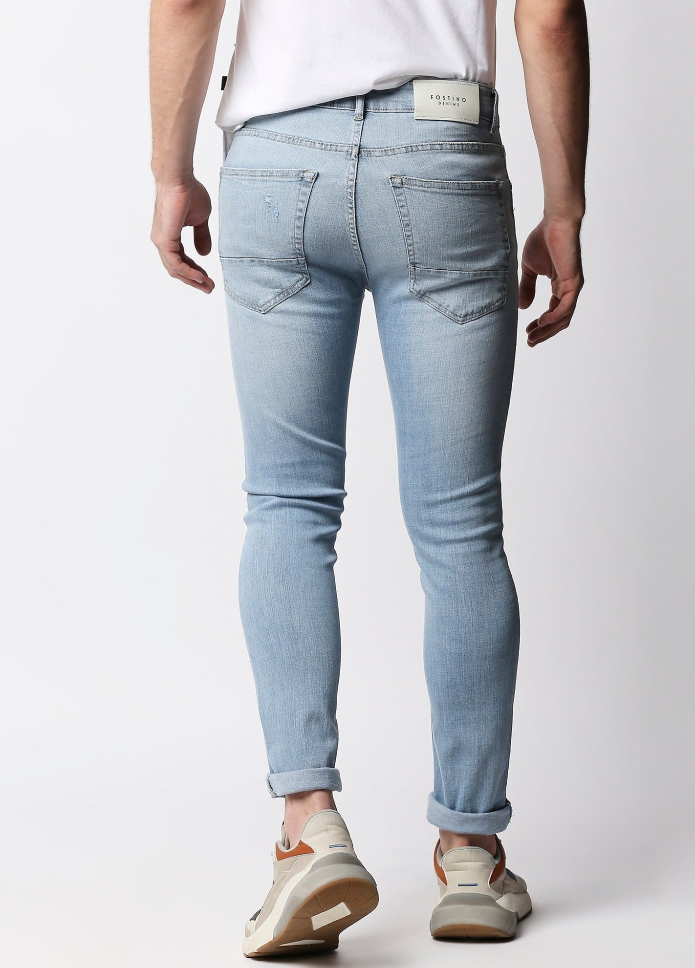 Fostino Light Blue Distress Jeans - Fostino - Jeans