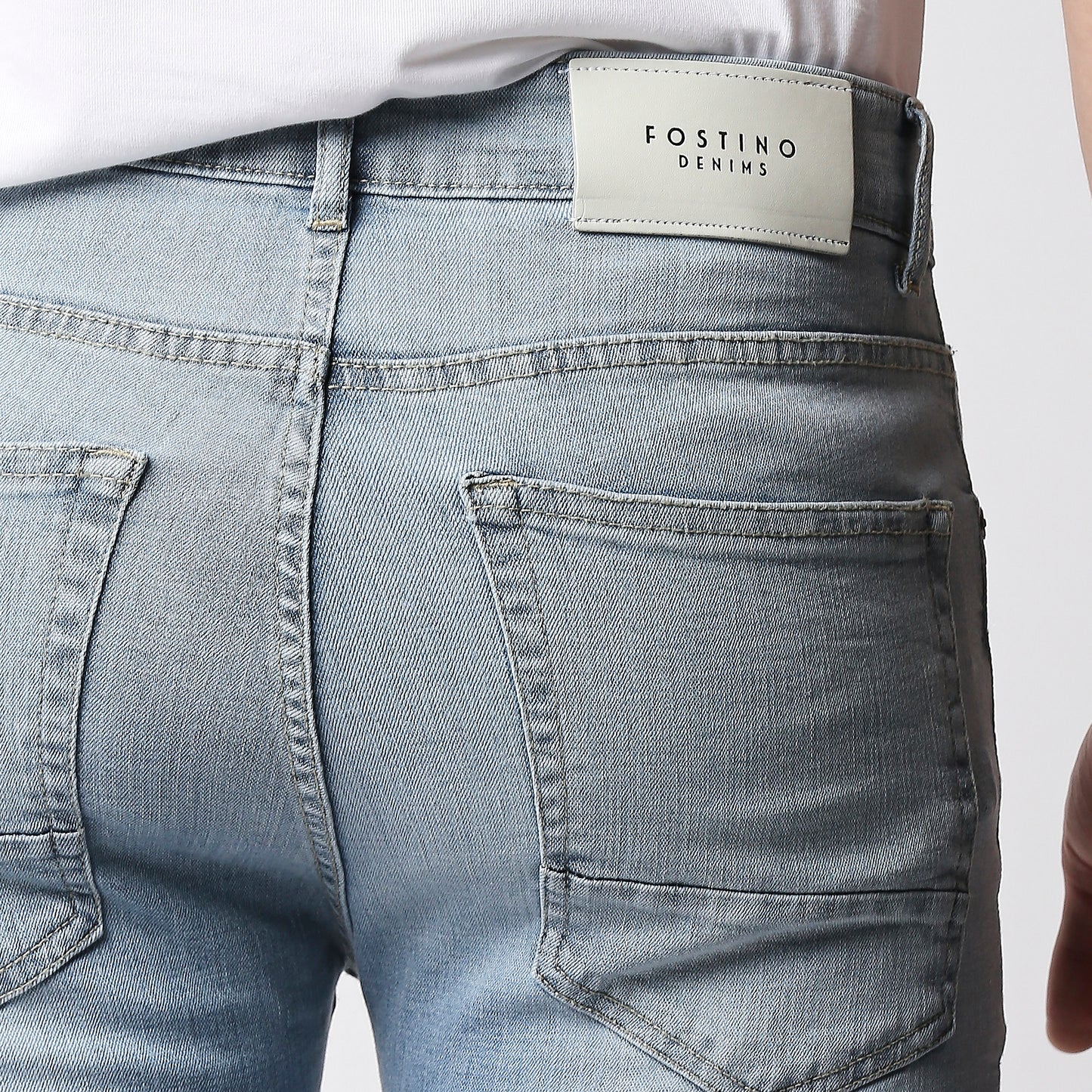 Fostino Light Blue Distress Jeans - Fostino - Jeans
