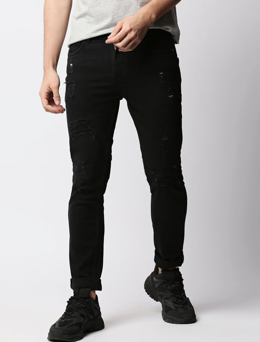 Fostino Black Distress Jeans - Fostino Jeans