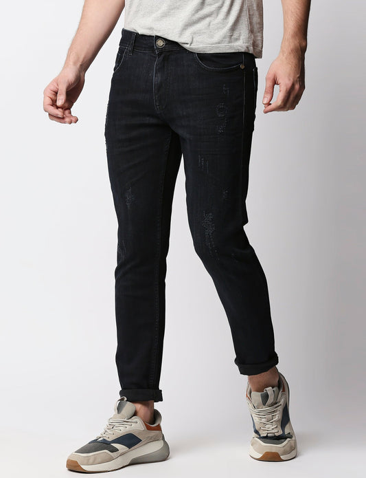 Fostino Black Distress Jeans - Fostino - Jeans