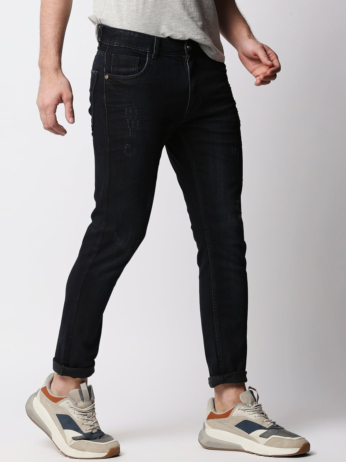 Fostino Black Distress Jeans - Fostino - Jeans