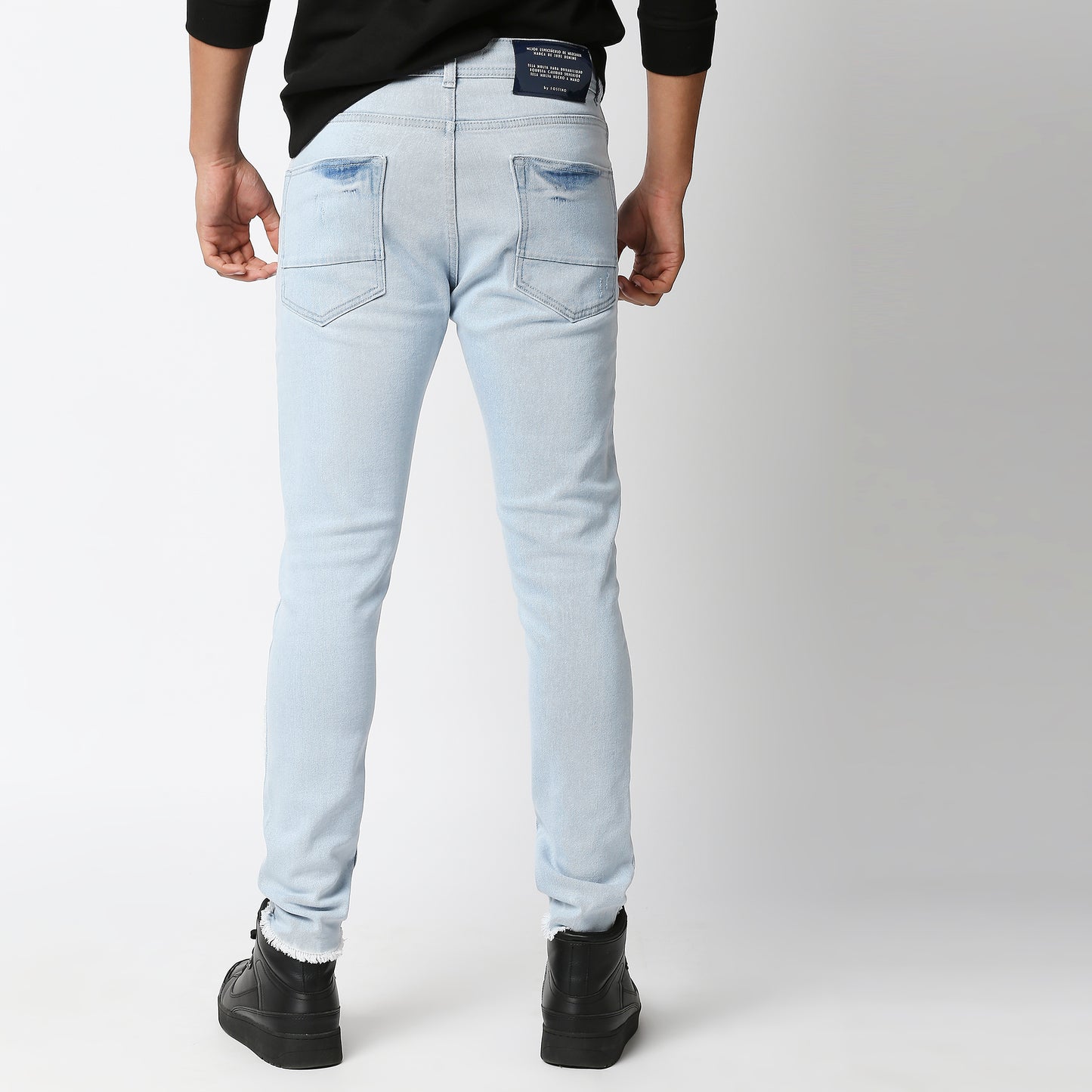Fostino Distress Ice wash Iight Blue Jeans - Fostino Pants