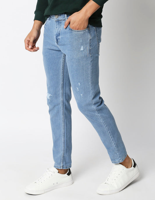 Fostino Distress Light Blue Jeans - Fostino Pants