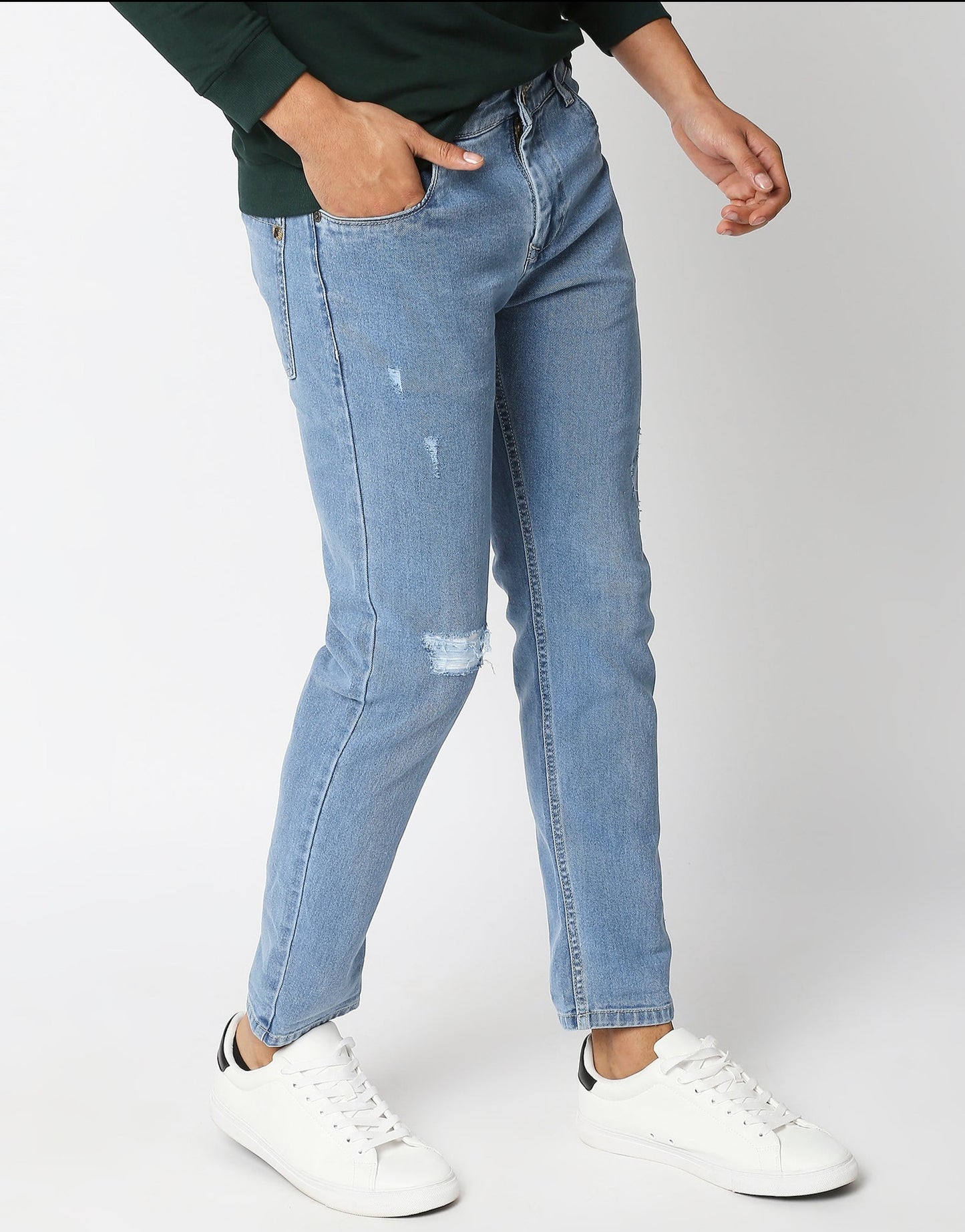 Fostino Distress Light Blue Jeans - Fostino Pants