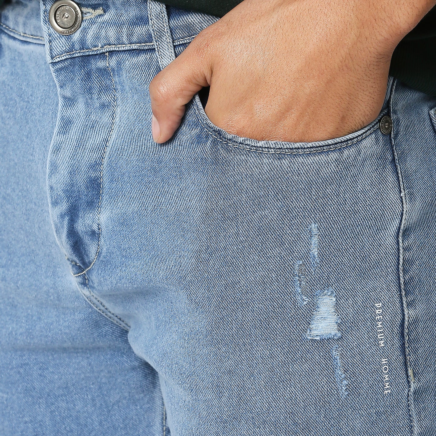 Fostino Distress Light Blue Jeans - Fostino Pants