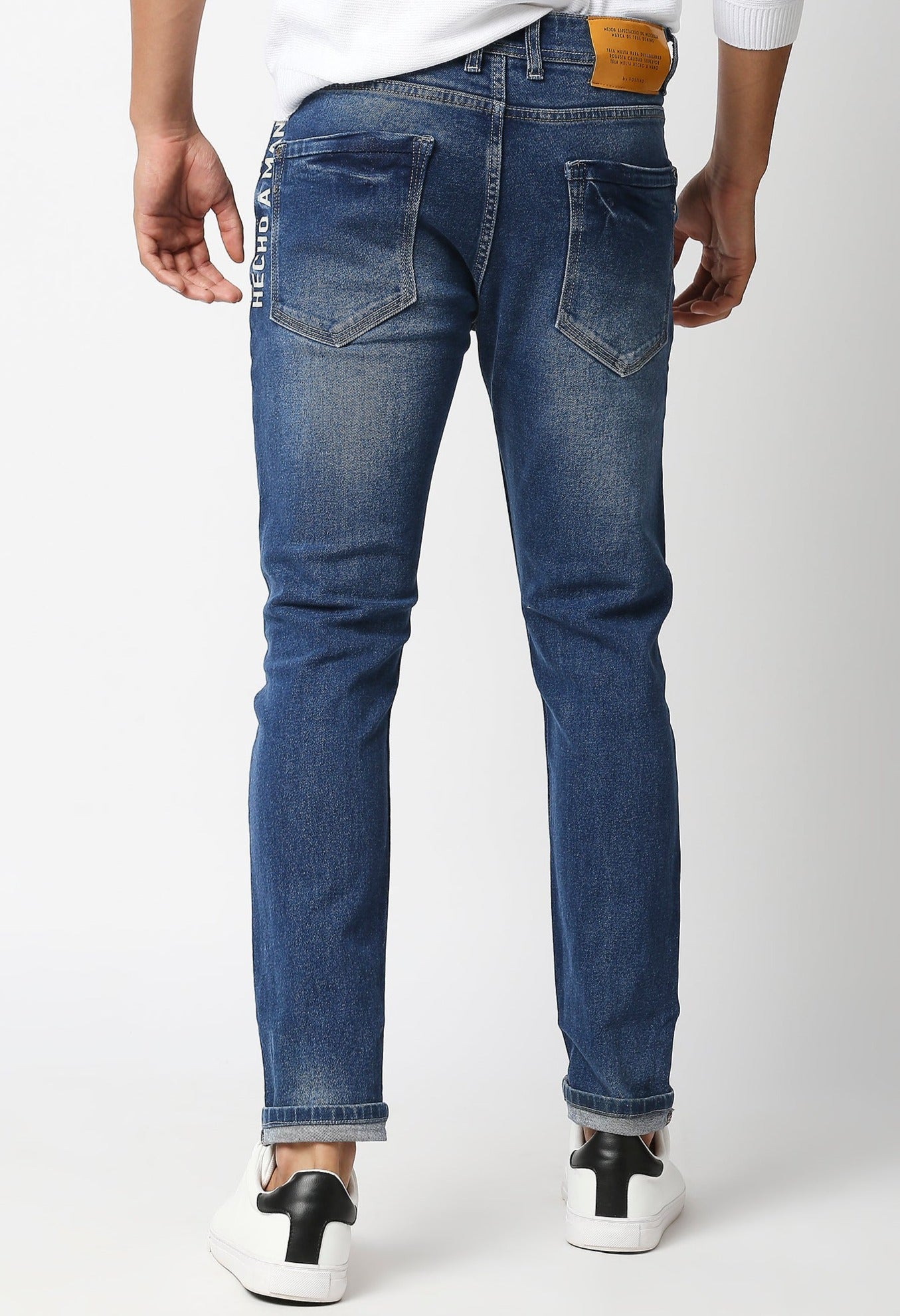 Fostino Distress Vintage Wash Blue Jeans - Fostino