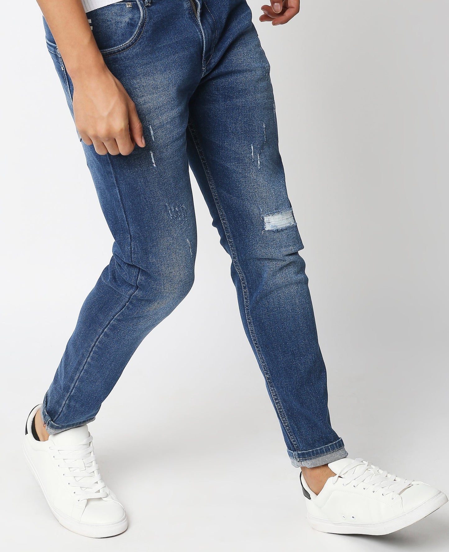 Fostino Distress Vintage Wash Blue Jeans - Fostino