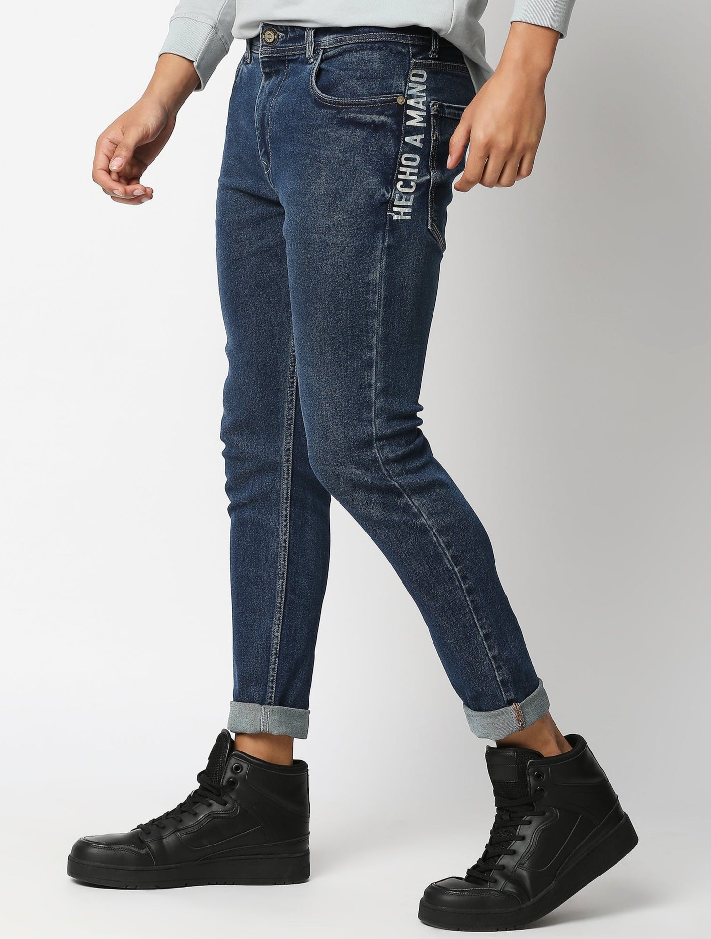 Fostino Dark Blue Washed Jeans - Fostino Pants