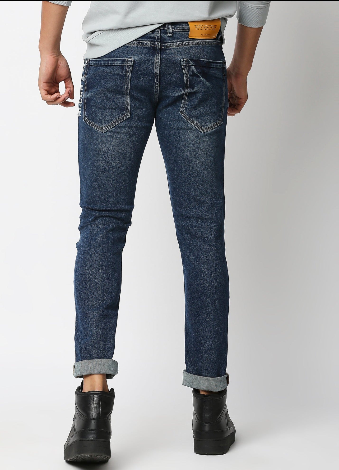 Fostino Dark Blue Washed Jeans - Fostino Pants