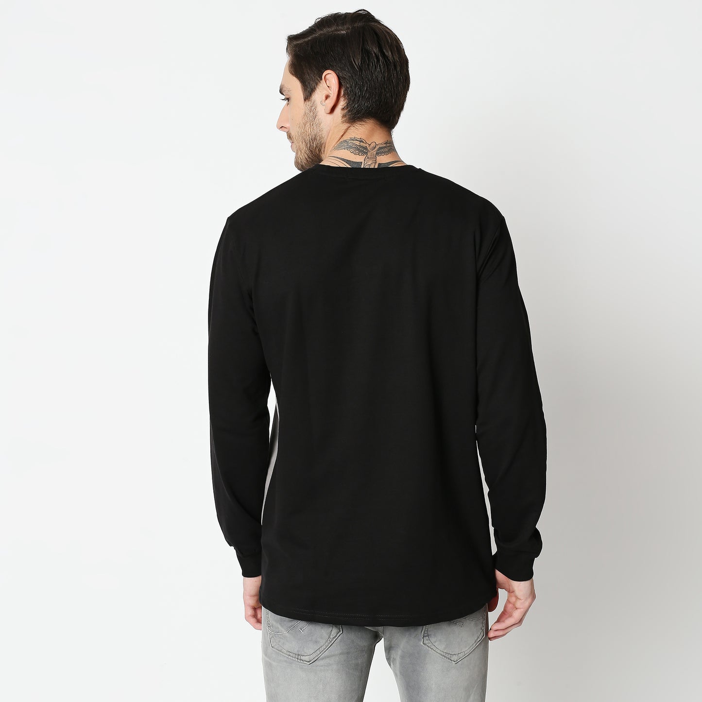Fostino Black & Grey Pullover Full Sleeves T-Shirt - Fostino - T-Shirts