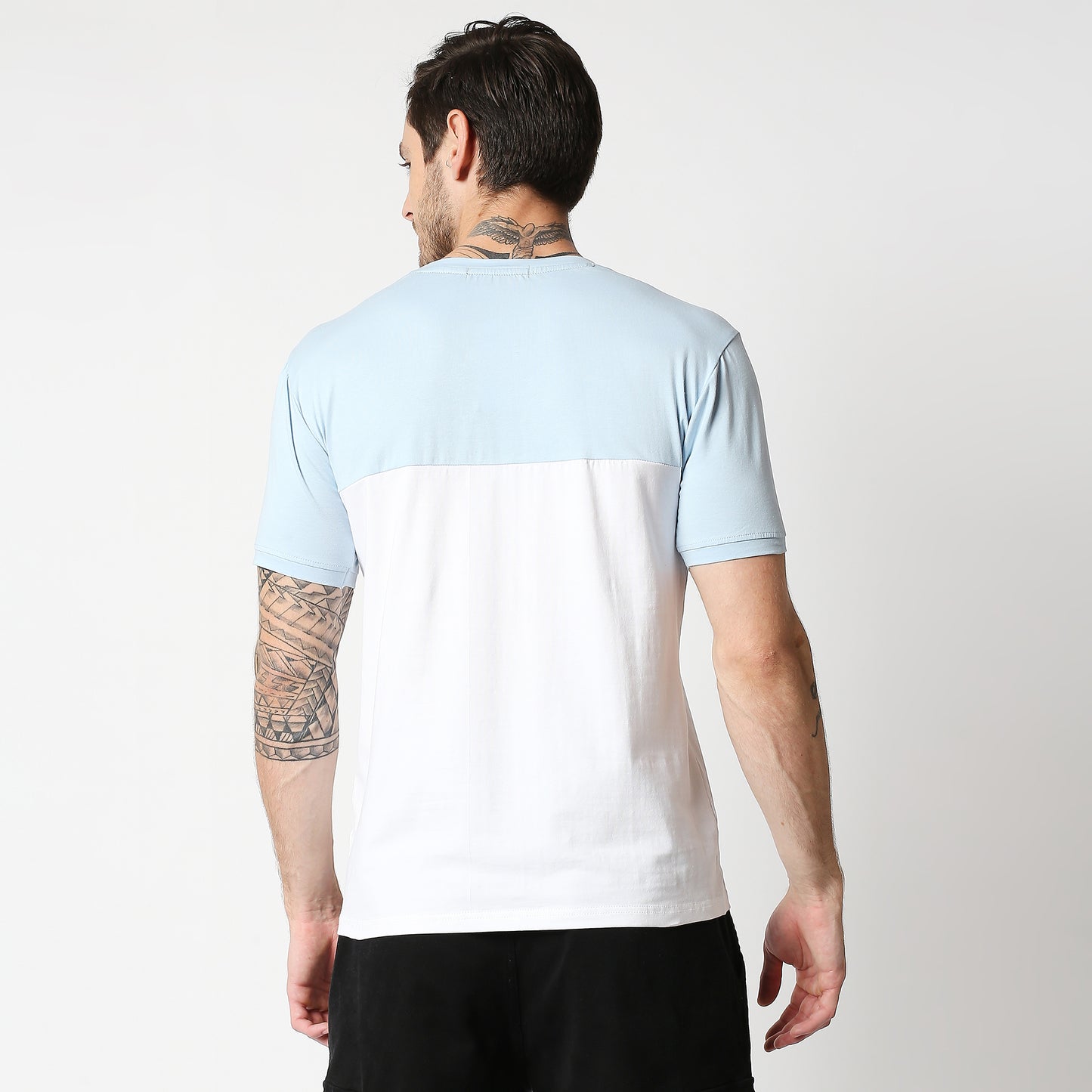 Fostino P1004 crew neck half & half t-shirt +2 colors - Fostino - T-Shirts