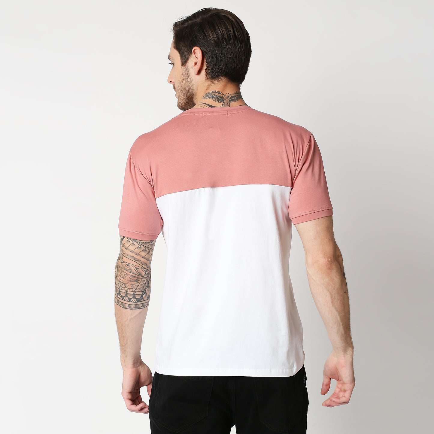 Fostino P1004 crew neck half & half t-shirt +2 colors - Fostino - T-Shirts