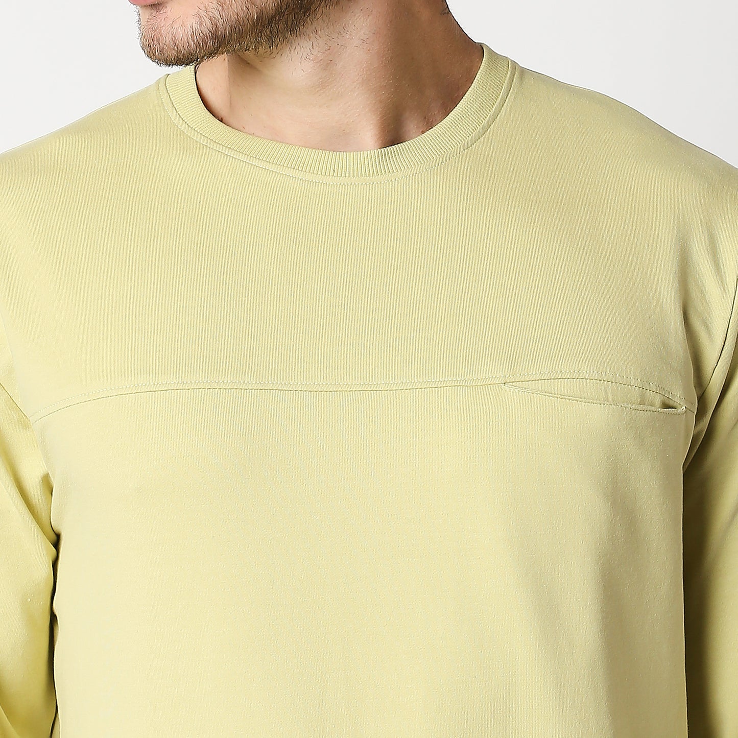 Fostino Sea Yellow Pullover Full Sleeves T-Shirt with Pocket - Fostino - T-Shirts