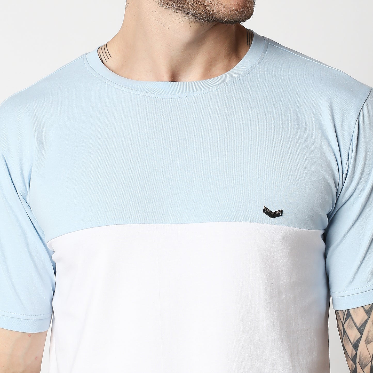 Fostino P1004 crew neck half & half t-shirt +2 colors - Fostino - T-Shirts