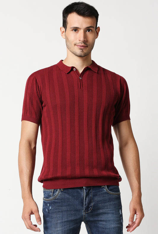 Fostino Alpha Knitted Marron Polo T-Shirt - Fostino - T-Shirts