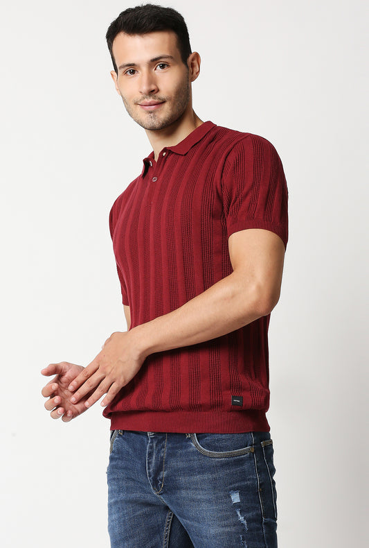 Fostino Alpha Knitted Marron Polo T-Shirt - Fostino - T-Shirts