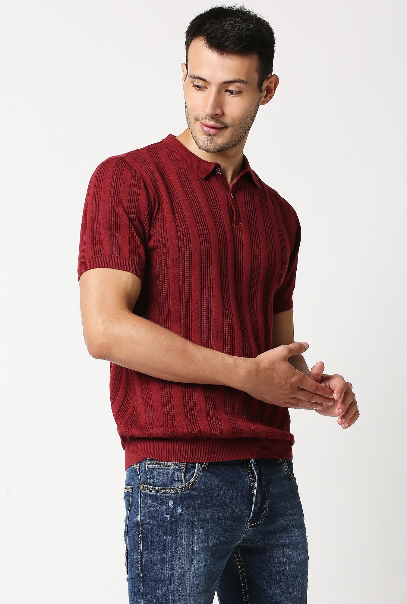 Fostino Alpha Knitted Marron Polo T-Shirt - Fostino - T-Shirts