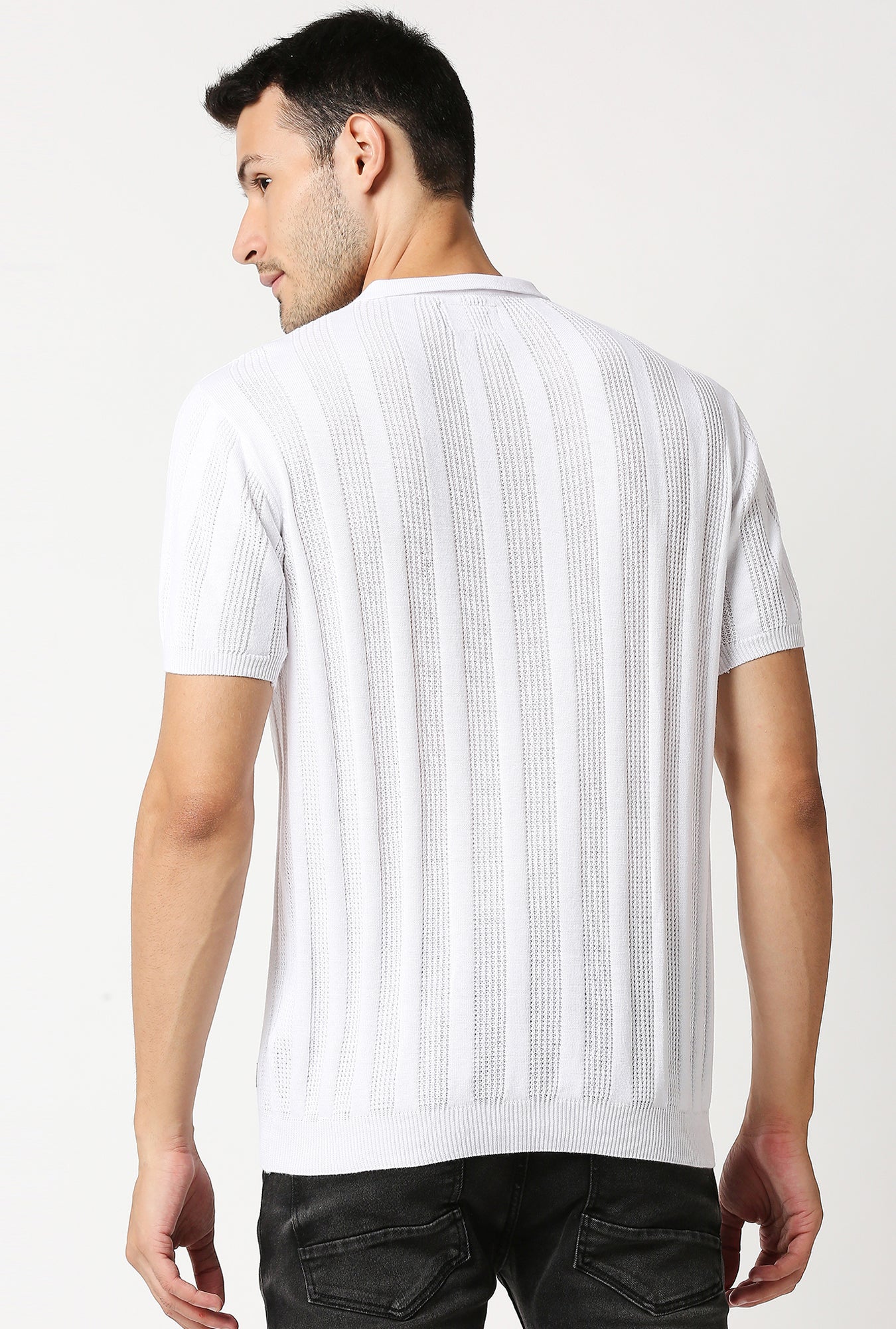 Fostino Alpha Knitted White Polo T-Shirt - Fostino - T-Shirts